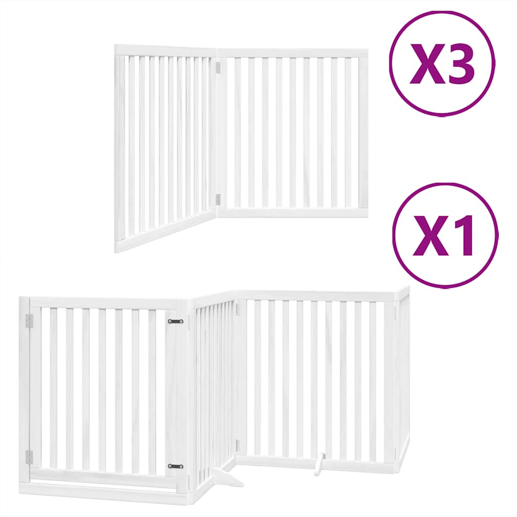 Kokkupandav koeravärav uksega, 10 paneeli, valge 800 cm, pappel