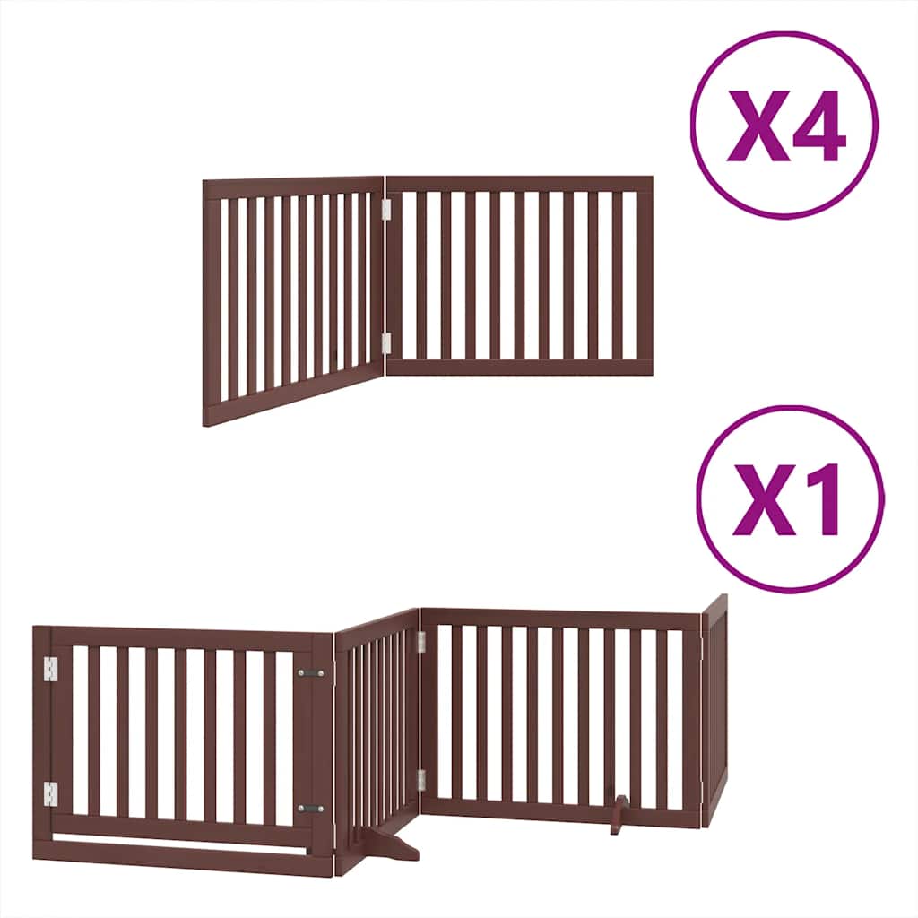 Kokkupandav koeravärav uksega, 12 paneeli, pruun 960 cm, pappel