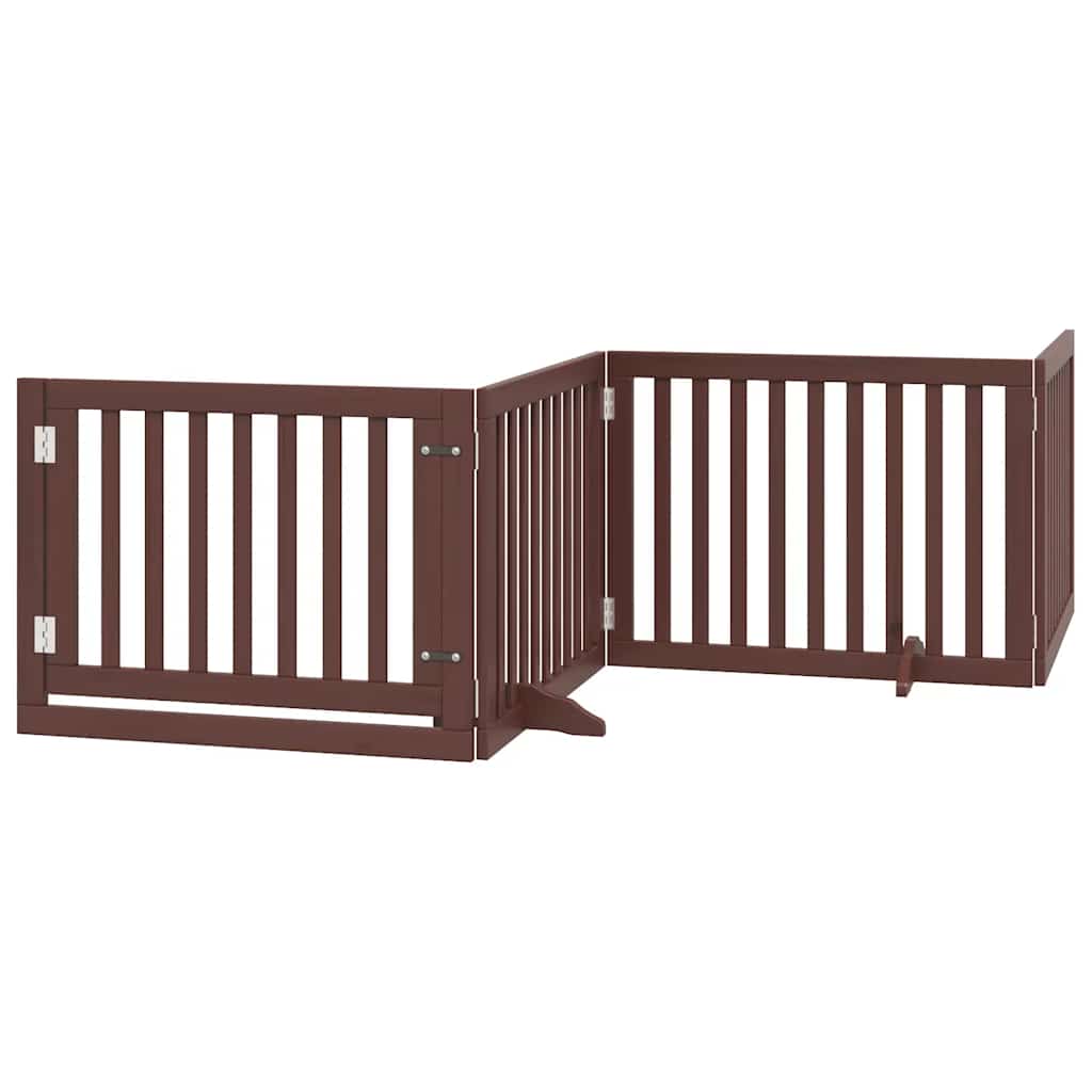 Kokkupandav koeravärav uksega, 12 paneeli, pruun 960 cm, pappel