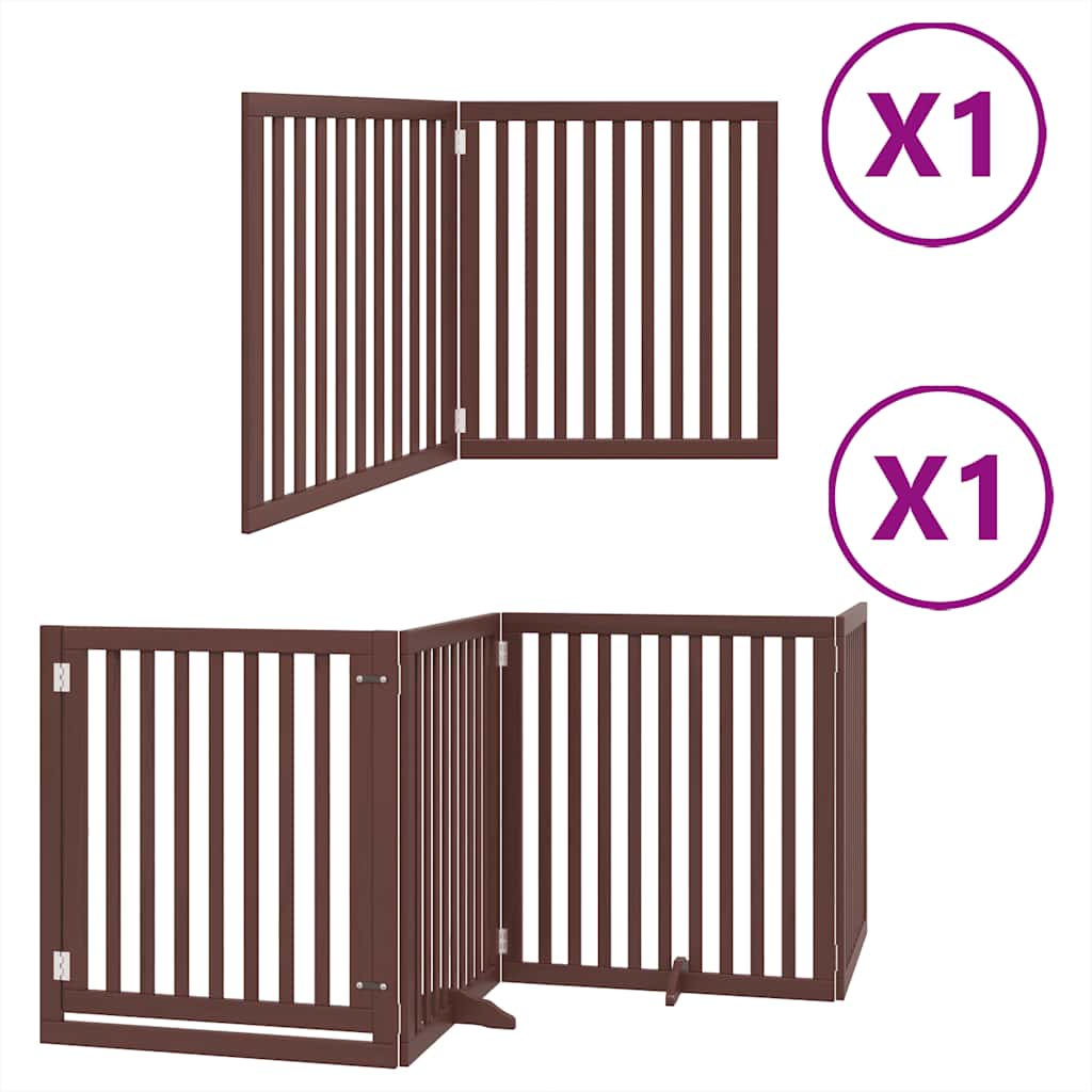 Kokkupandav koeravärav uksega, 6 paneeli, pruun 480 cm, pappel