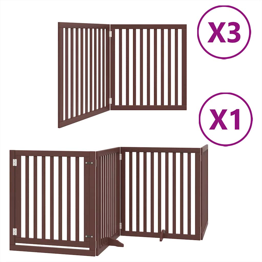 Kokkupandav koeravärav uksega, 10 paneeli, pruun 800 cm, pappel