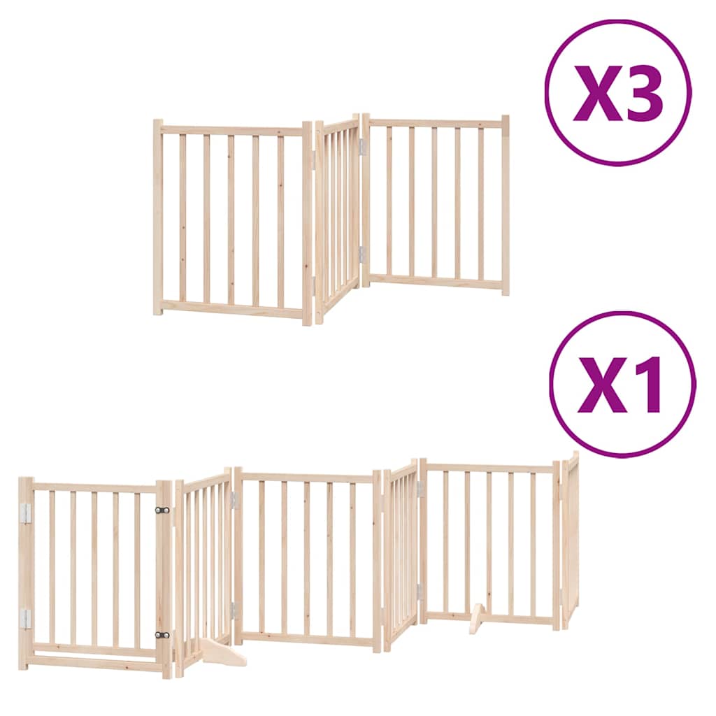 Kokkupandav koeravärav uksega, 15 paneeli, 750 cm, paplipuit