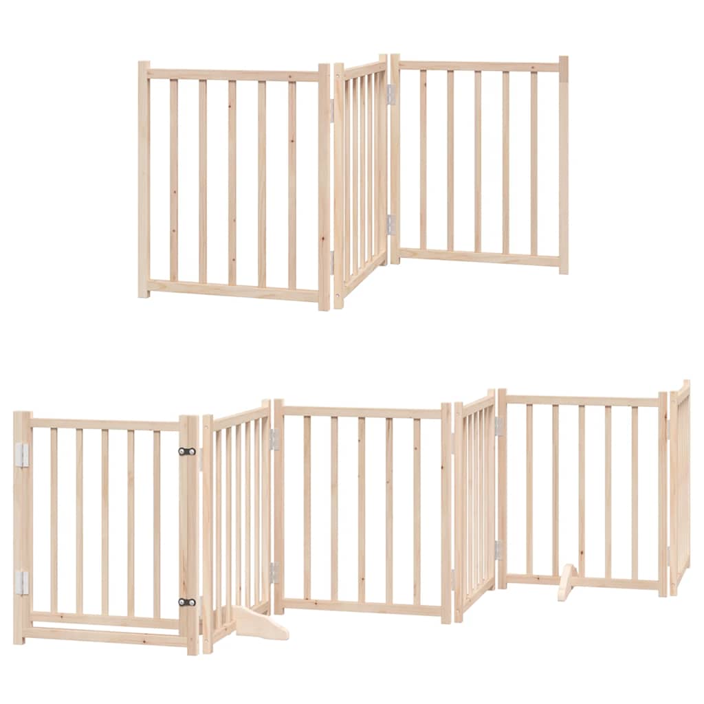 Kokkupandav koeravärav uksega, 15 paneeli, 750 cm, paplipuit