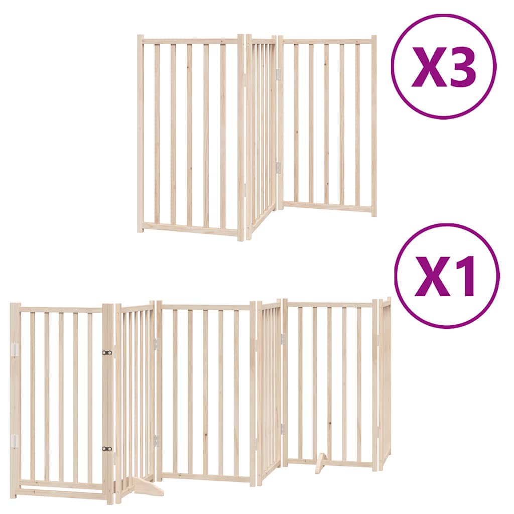 Kokkupandav koeravärav uksega, 15 paneeli, 750 cm, paplipuit