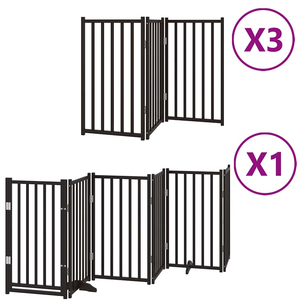 Kokkupandav koeravärav uksega, 15 paneeli, must 750 cm, pappel
