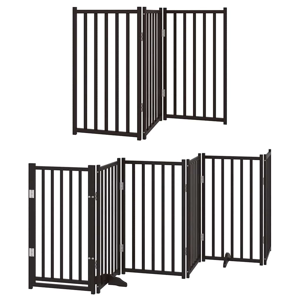 Kokkupandav koeravärav uksega, 15 paneeli, must 750 cm, pappel