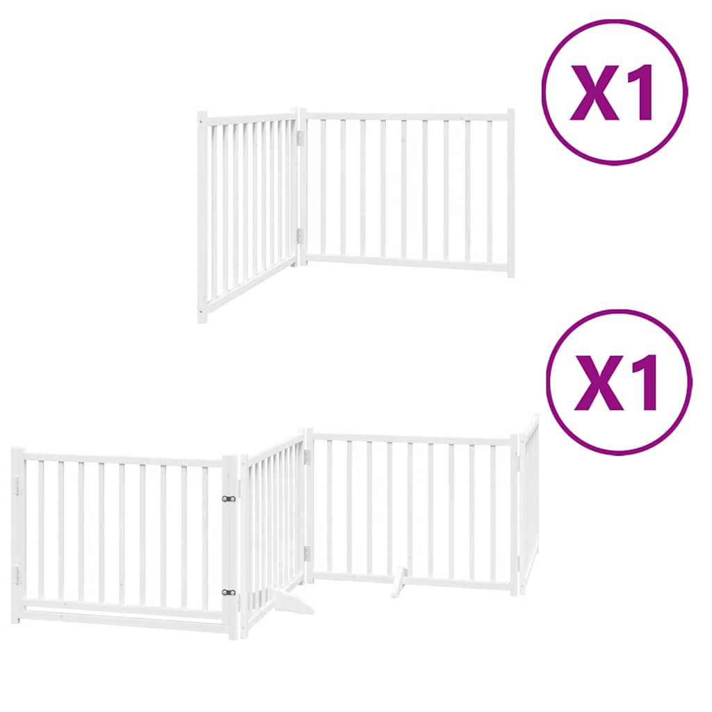 Kokkupandav koeravärav uksega, 6 paneeli, valge 480 cm, pappel