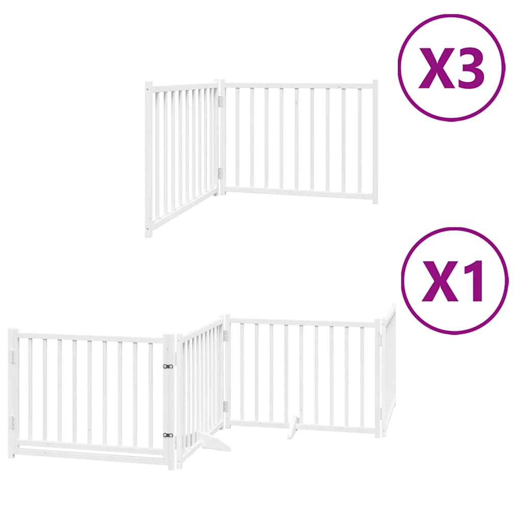 Kokkupandav koeravärav uksega, 10 paneeli, valge 800 cm, pappel