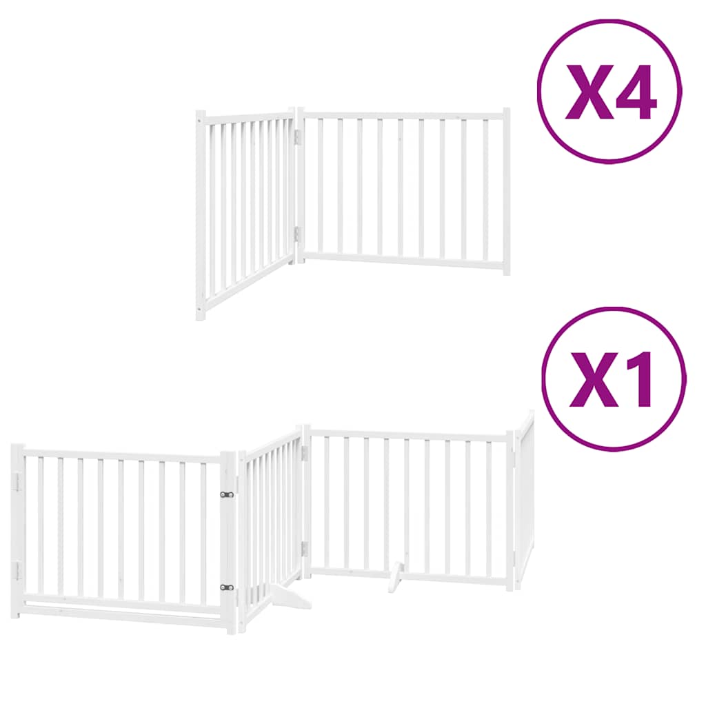 Kokkupandav koeravärav uksega, 12 paneeli, valge 960 cm, pappel