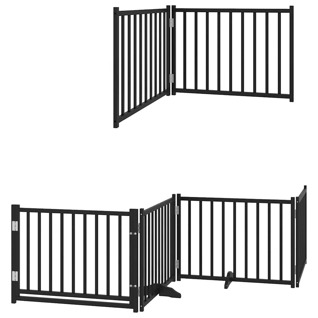 Kokkupandav koeravärav uksega, 12 paneeli, must 960 cm, pappel