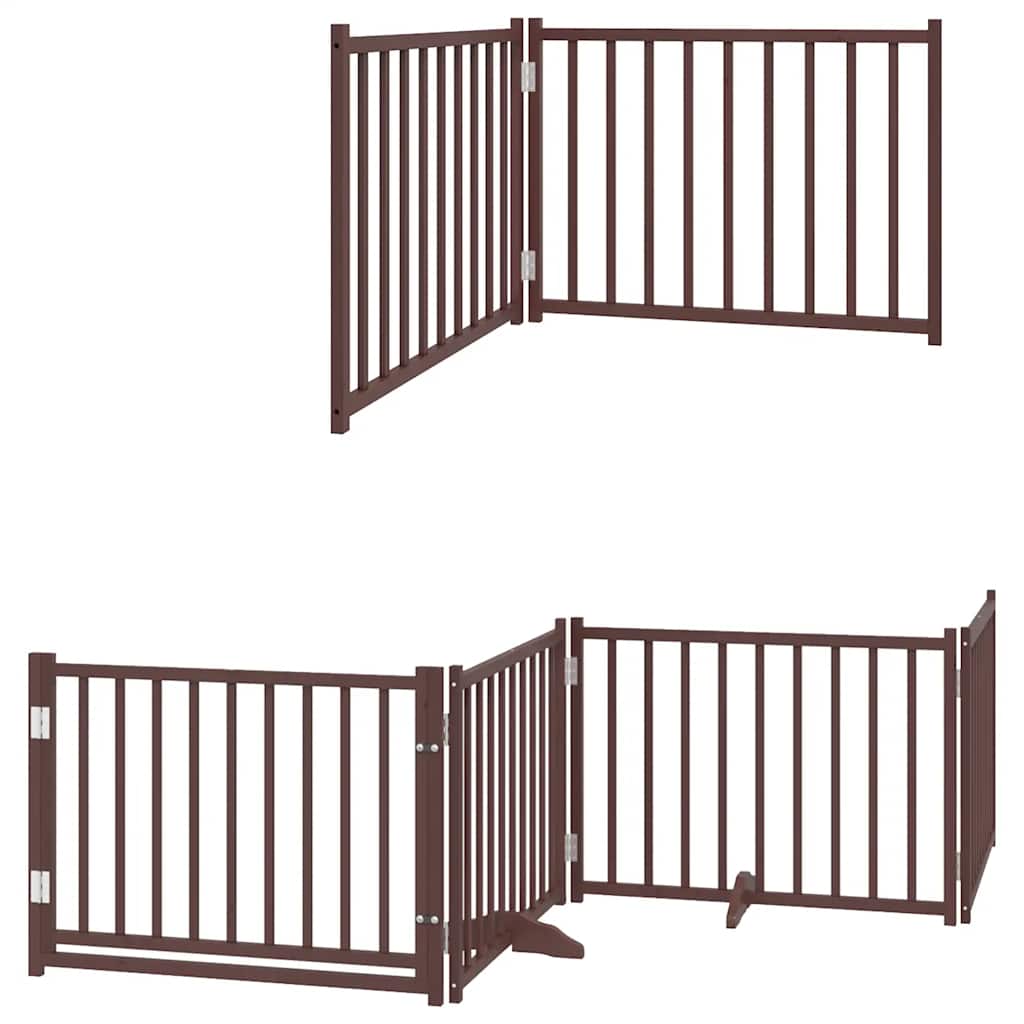 Kokkupandav koeravärav uksega, 10 paneeli, pruun 800 cm, pappel