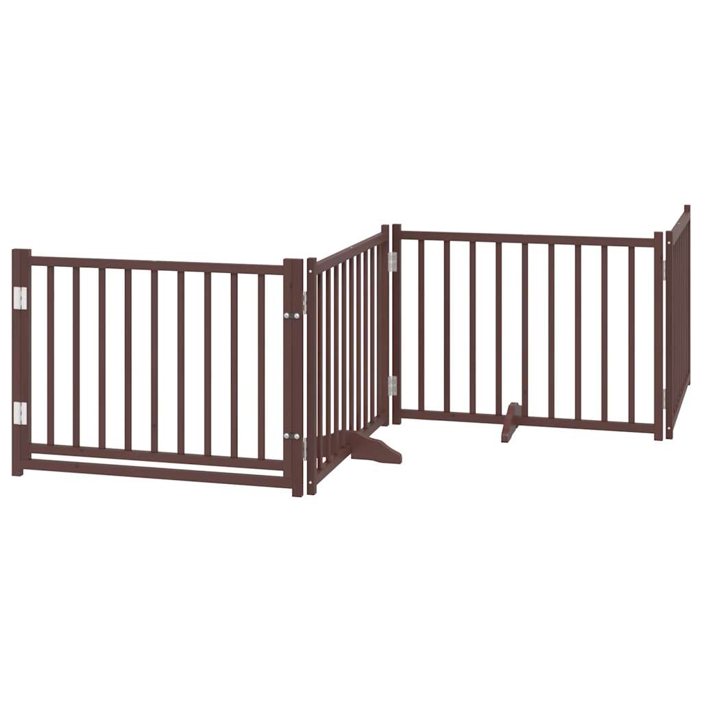 Kokkupandav koeravärav uksega, 12 paneeli, pruun 960 cm, pappel