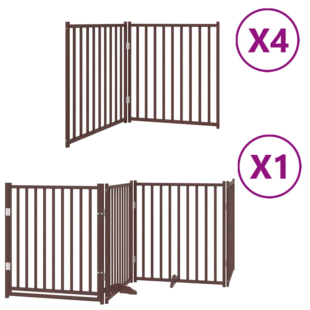 Kokkupandav koeravärav uksega, 12 paneeli, pruun 960 cm, pappel