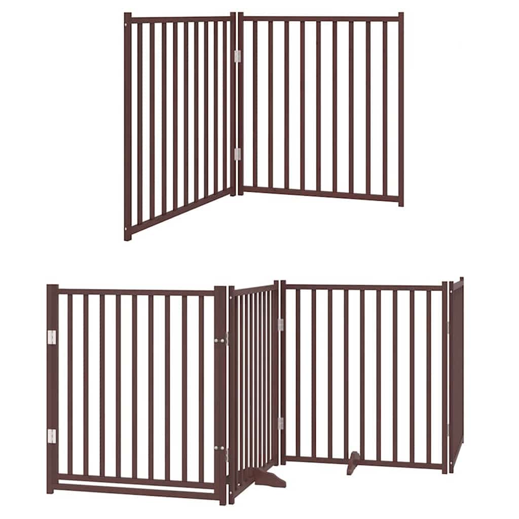 Kokkupandav koeravärav uksega, 12 paneeli, pruun 960 cm, pappel