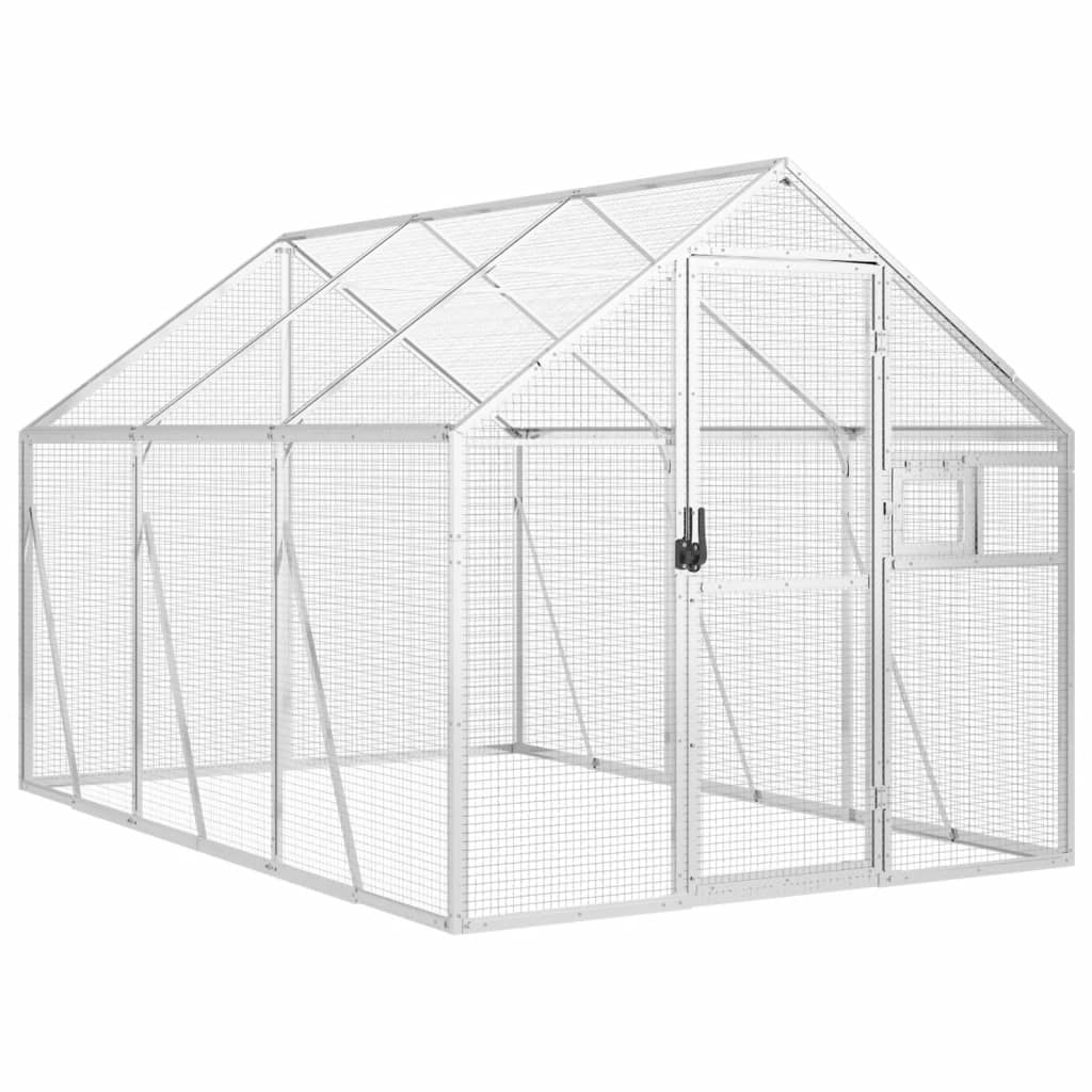 Linnumaja, hõbedane, 1,79x3x1,85 m alumiinium