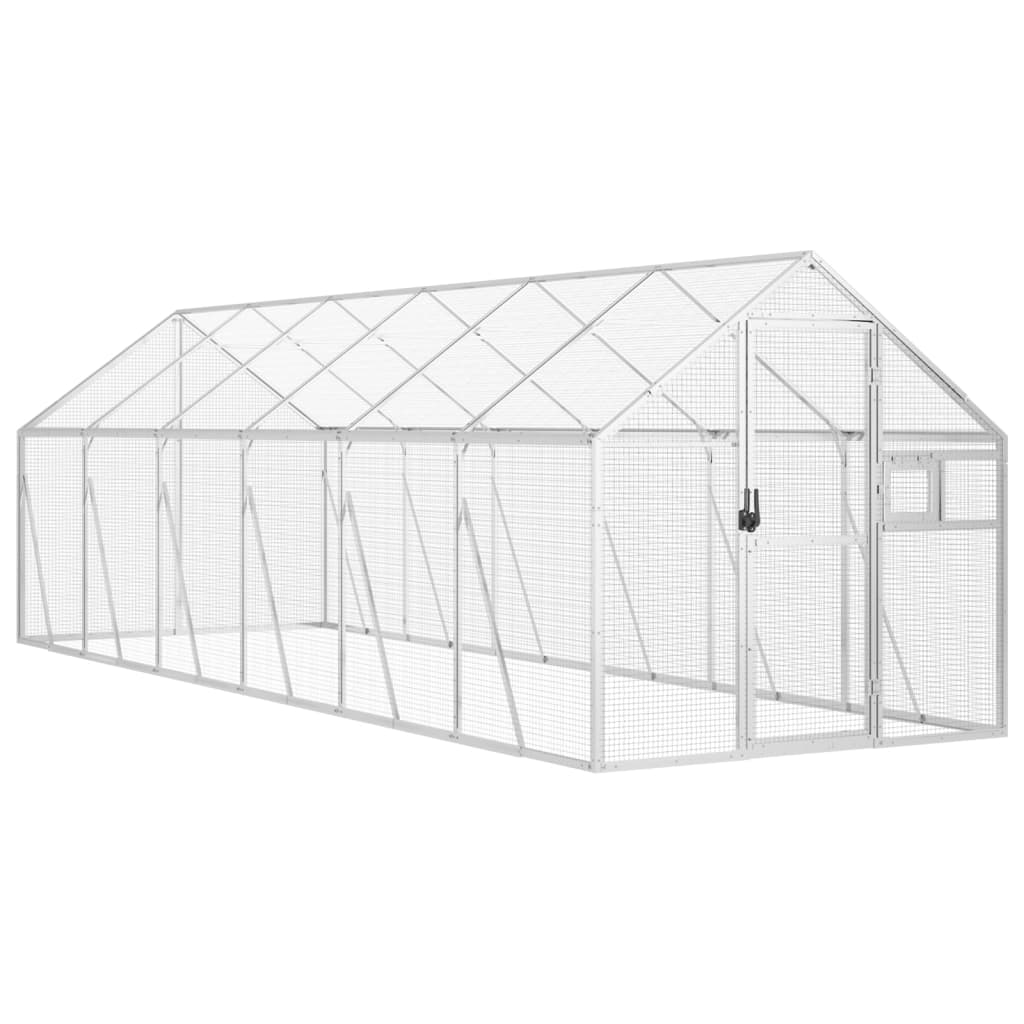 Linnumaja, hõbedane, 1,79x6x1,85 m alumiinium