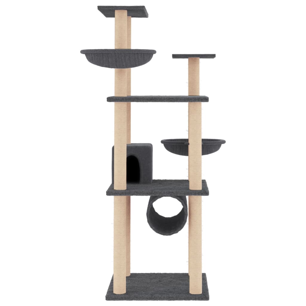 Kassimaja sisalköitega kraapimispostidega, tumehall, 141 cm