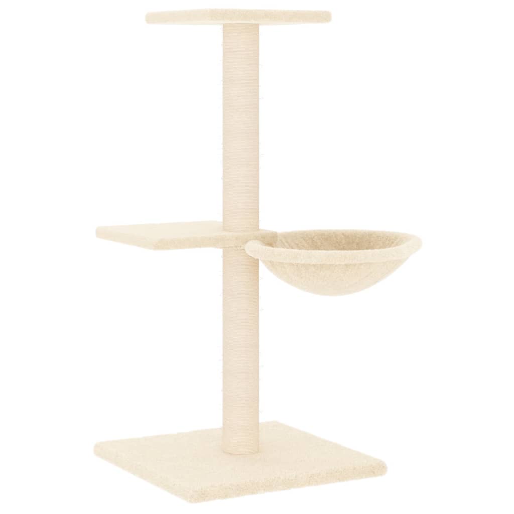 Kassimaja sisalköitega kraapimispostidega, kreemjas, 72 cm