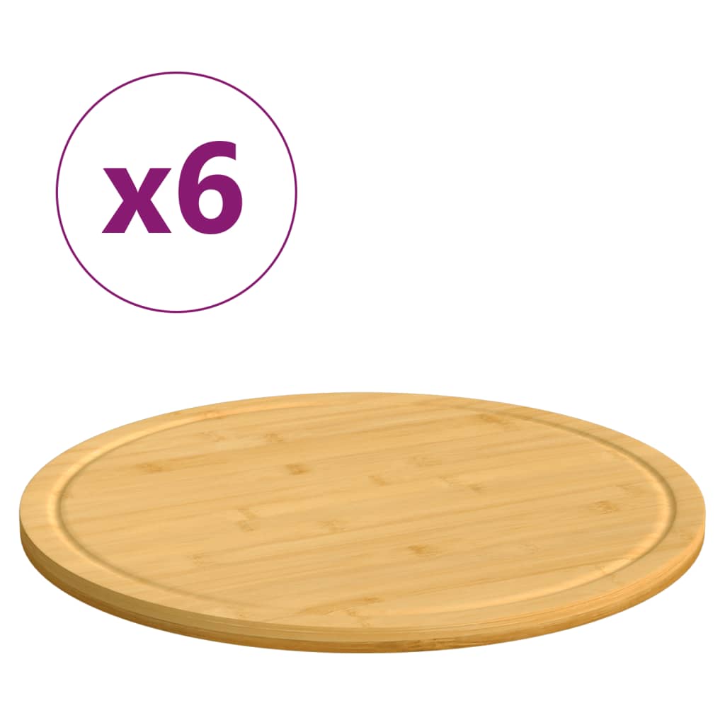 Lõikelauad 6 tk, Ø40x1,5 cm, bambus