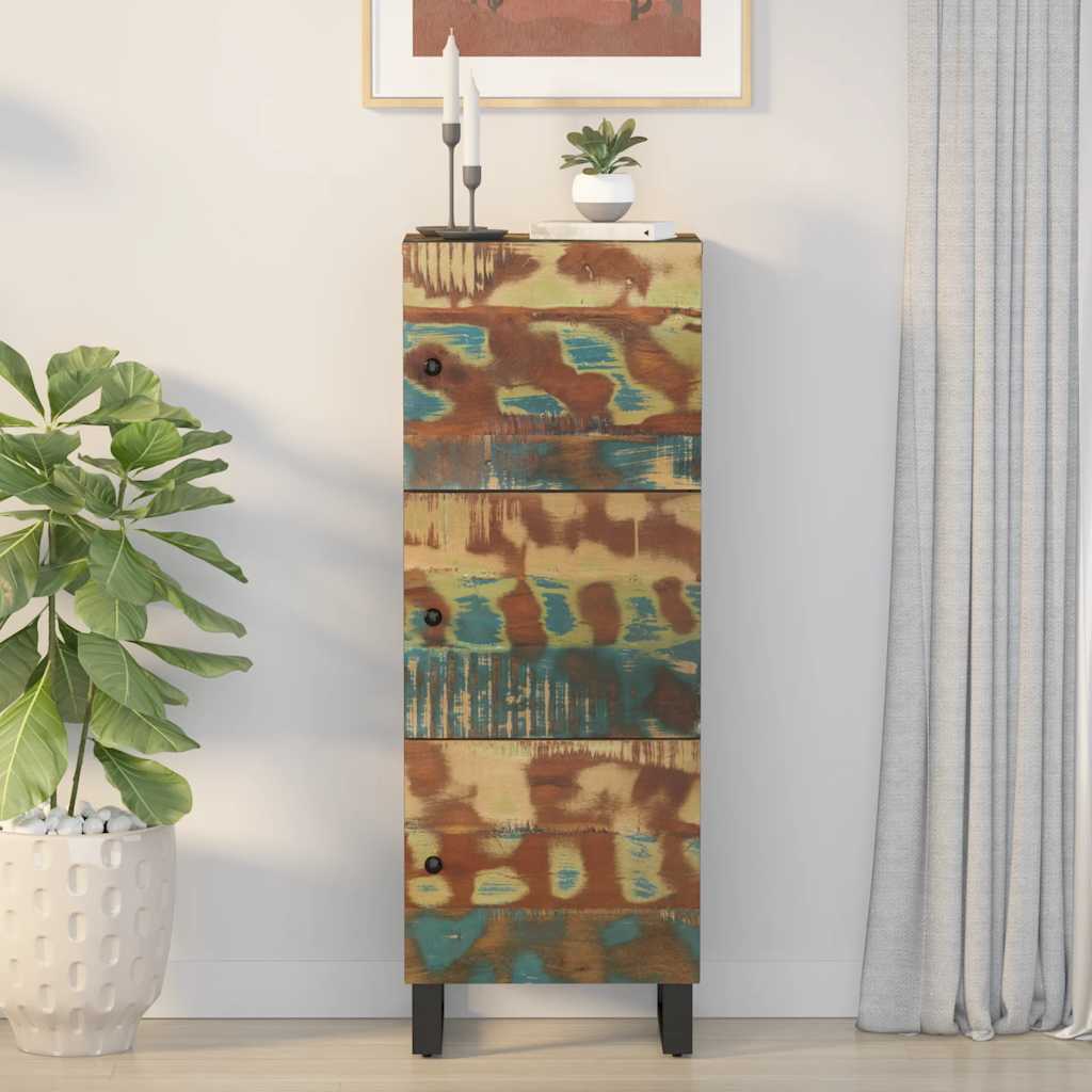 3 uksega kõrge kapp , 40 x 33 x 110 cm, taastatud puit ja raud