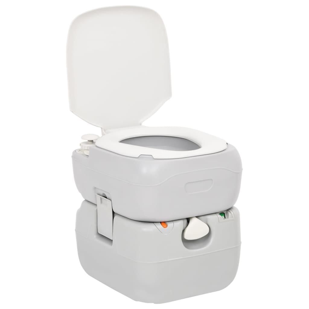 Kaasaskantav matkatualett, hall ja valge, 22+12 l, HDPE