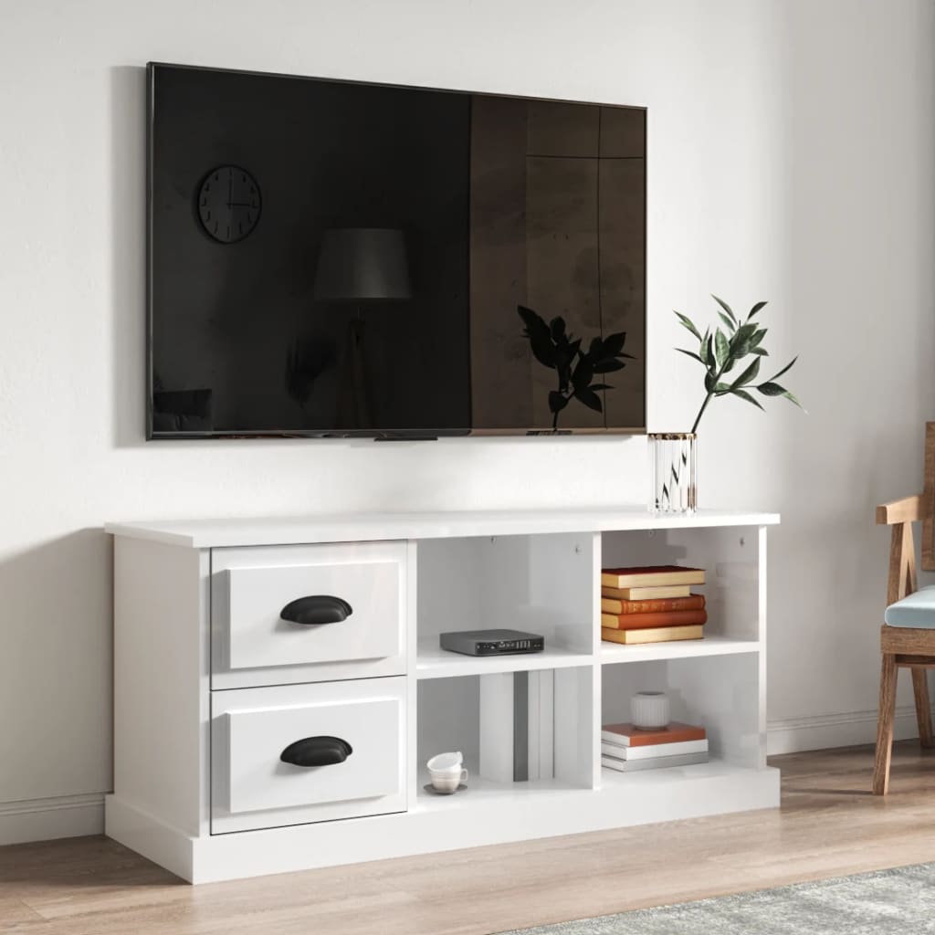 Telerikapp, kõrgläikega valge, 102x35,5x47,5 cm, tehispuit