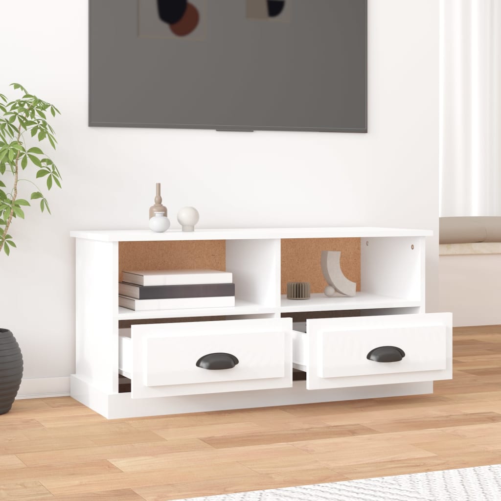 Telerikapp, kõrgläikega valge, 93x35,5x45 cm, tehispuit