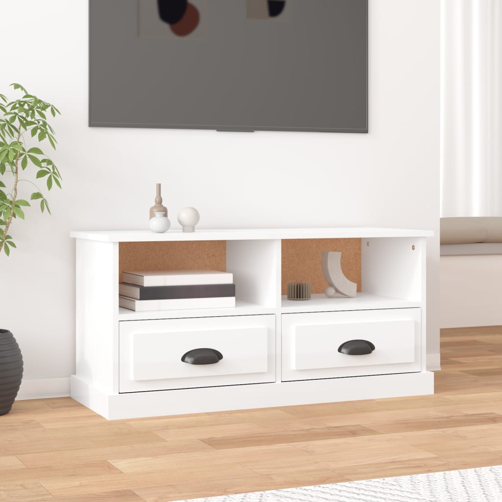 Telerikapp, kõrgläikega valge, 93x35,5x45 cm, tehispuit
