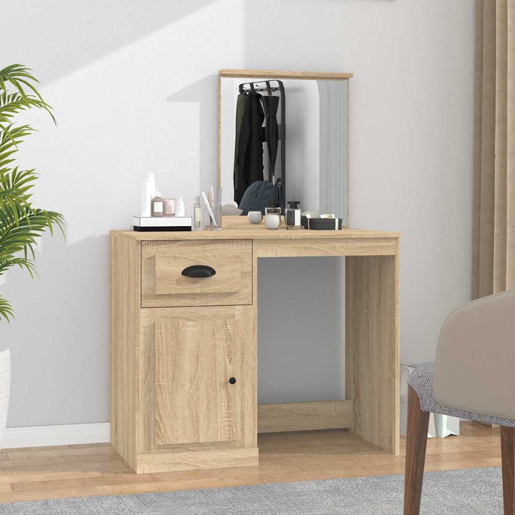 Peegliga tualettlaud, Sonoma tamm, 90x50x132,5 cm, tehispuit