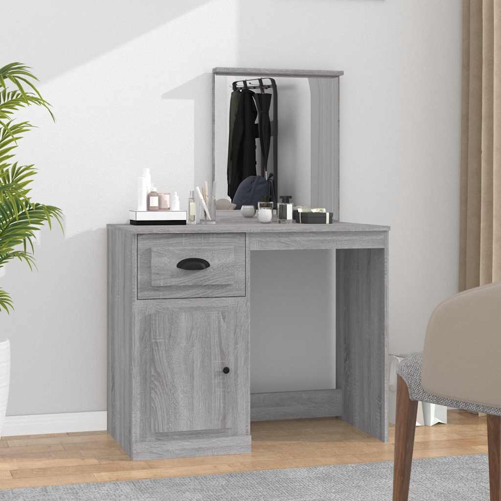 Peegliga tualettlaud, hall Sonoma, 90x50x132,5 cm, tehispuit