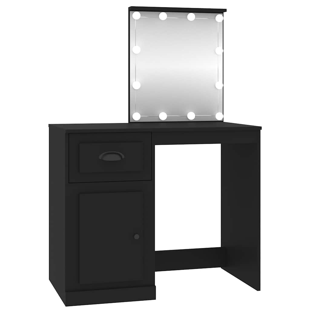 Tualettlaud LED-iga, must, 90 x 50 x 132,5 cm, tehispuit