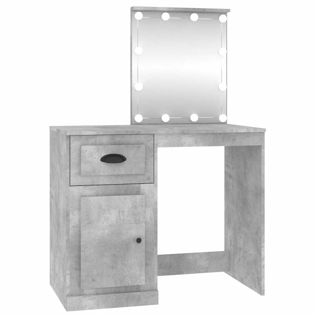 Tualettlaud LED-iga, betoonhall, 90 x 50 x 132,5 cm, tehispuit