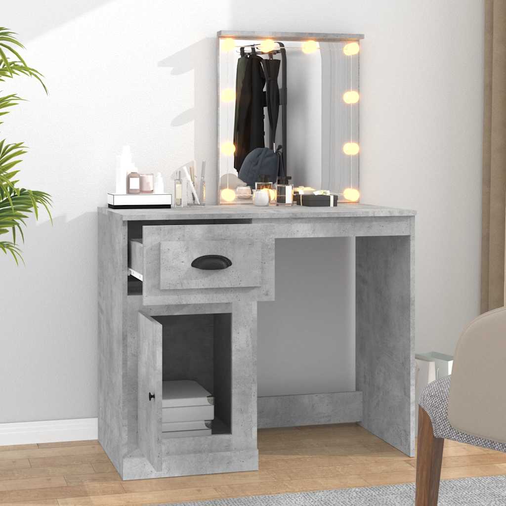 Tualettlaud LED-iga, betoonhall, 90 x 50 x 132,5 cm, tehispuit