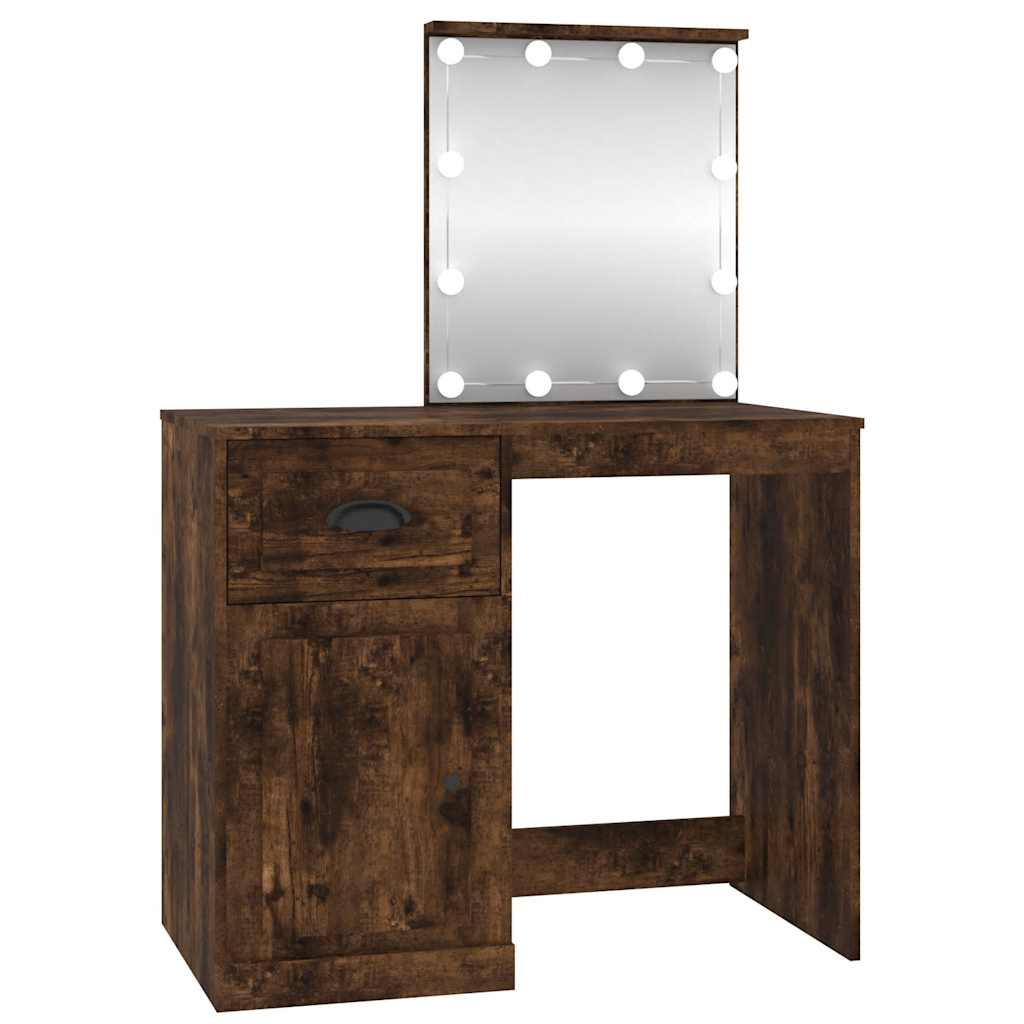 Tualettlaud LED-iga, suitsutatud tamm, 90x50x132,5cm, tehispuit