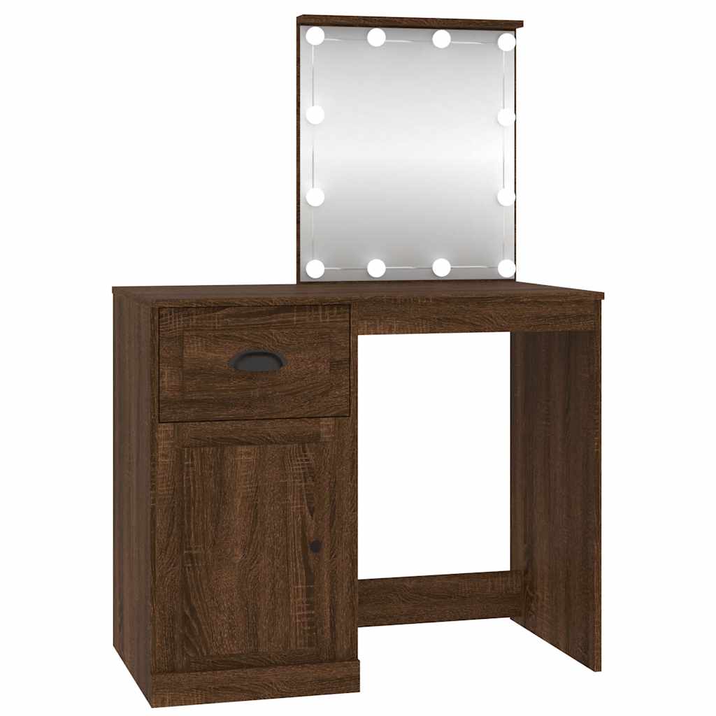 Tualettlaud LED-iga, pruun tamm, 90x50x132,5cm, tehispuit