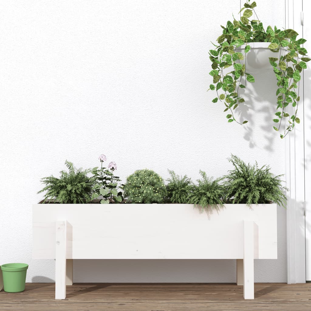 Kõrgendatud aia taimelava, valge, 101 x 30 x 38 cm, männipuit