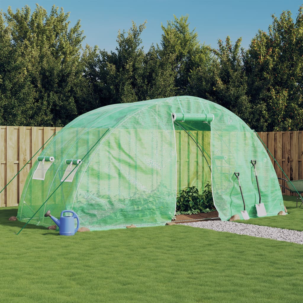 Kasvuhoone terasraamiga, roheline, 10 m², 5x2x2,3 m
