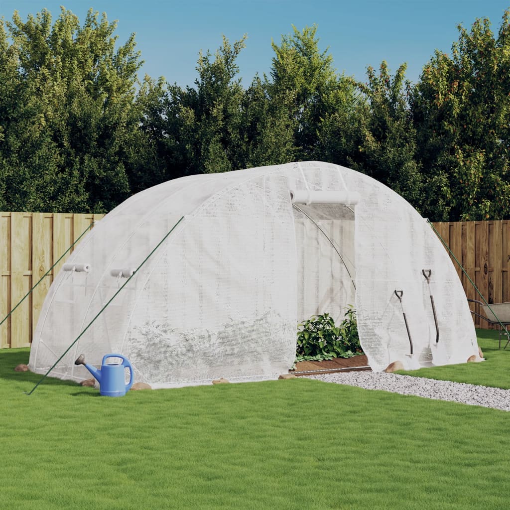 Kasvuhoone terasraamiga, valge, 10 m², 5x2x2,3 m