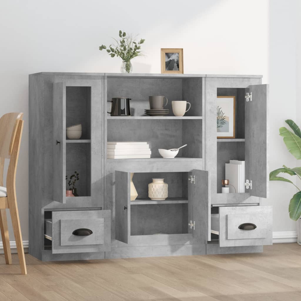 Kõrged kapid 3 tk, betoonhall, tehispuit