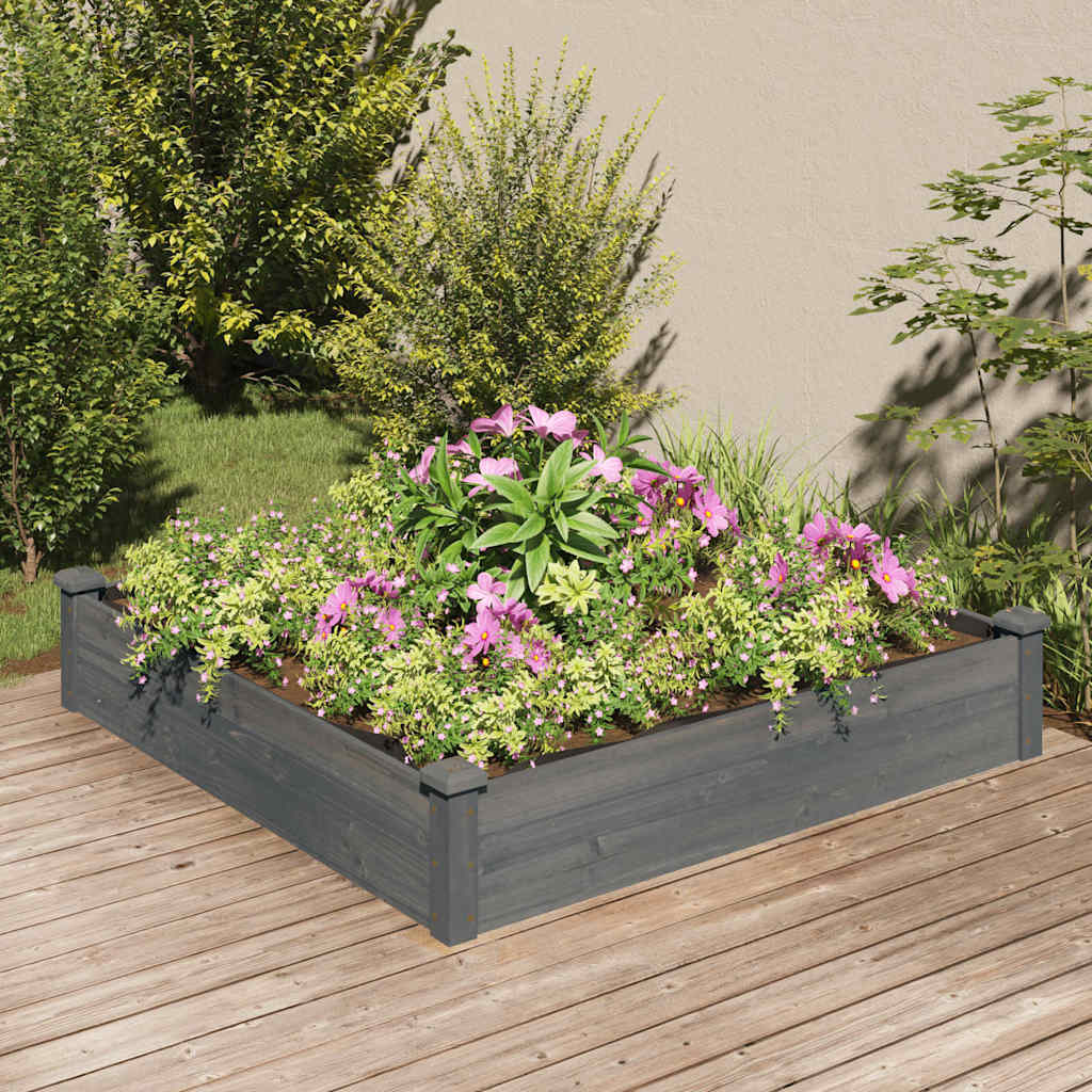 Voodriga aia taimelava, hall, 120 x 120 x 25 cm, nulupuit