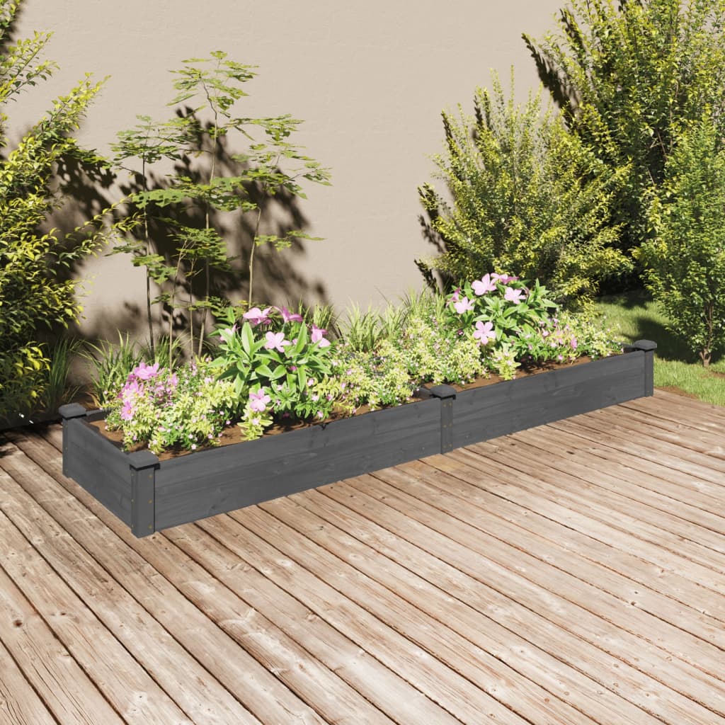 Voodriga aia taimelava, hall, 240 x 60 x 25 cm, nulupuit