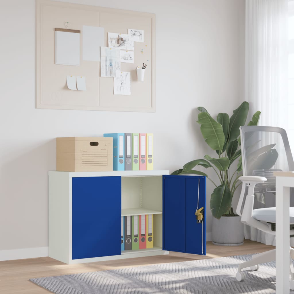 Dokumendikapp, helehall ja sinine, 90 x 40 x 70 cm, teras