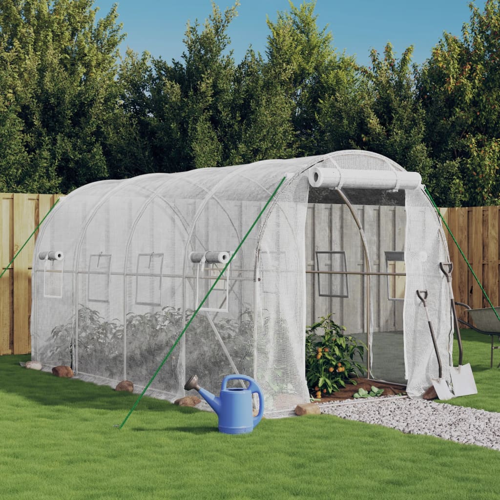 Kasvuhoone terasraamiga, valge, 8 m², 4x2x2 m