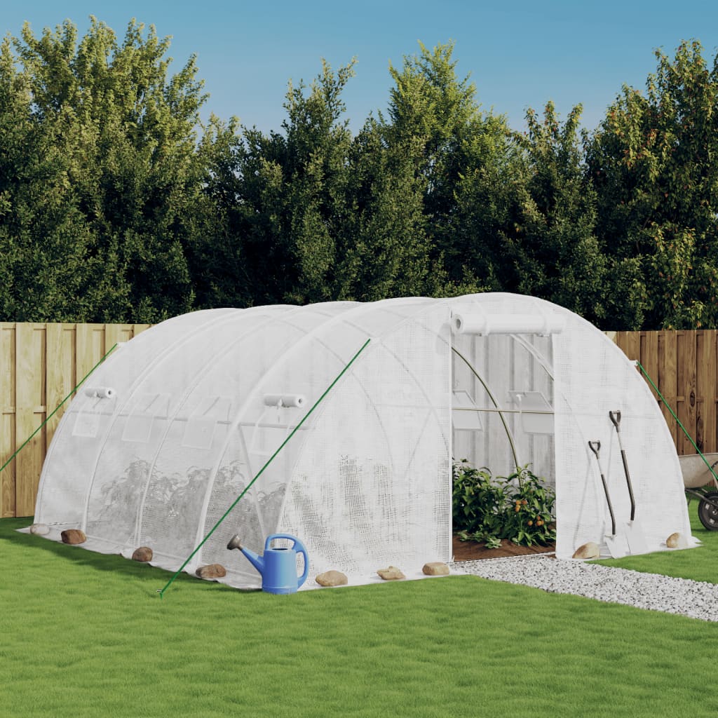 Kasvuhoone terasraamiga, valge, 16 m², 4 x 4 x 2 m
