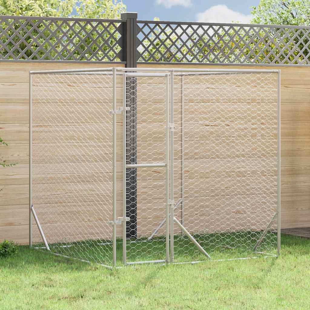 Õue koeraaedik, hõbedane, 2x2x2 m, tsingitud teras