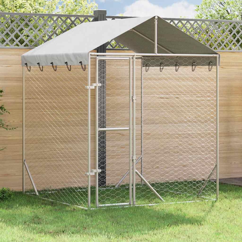 Katusega koeraaedik, hõbedane, 2x2x2,5 m, tsingitud teras
