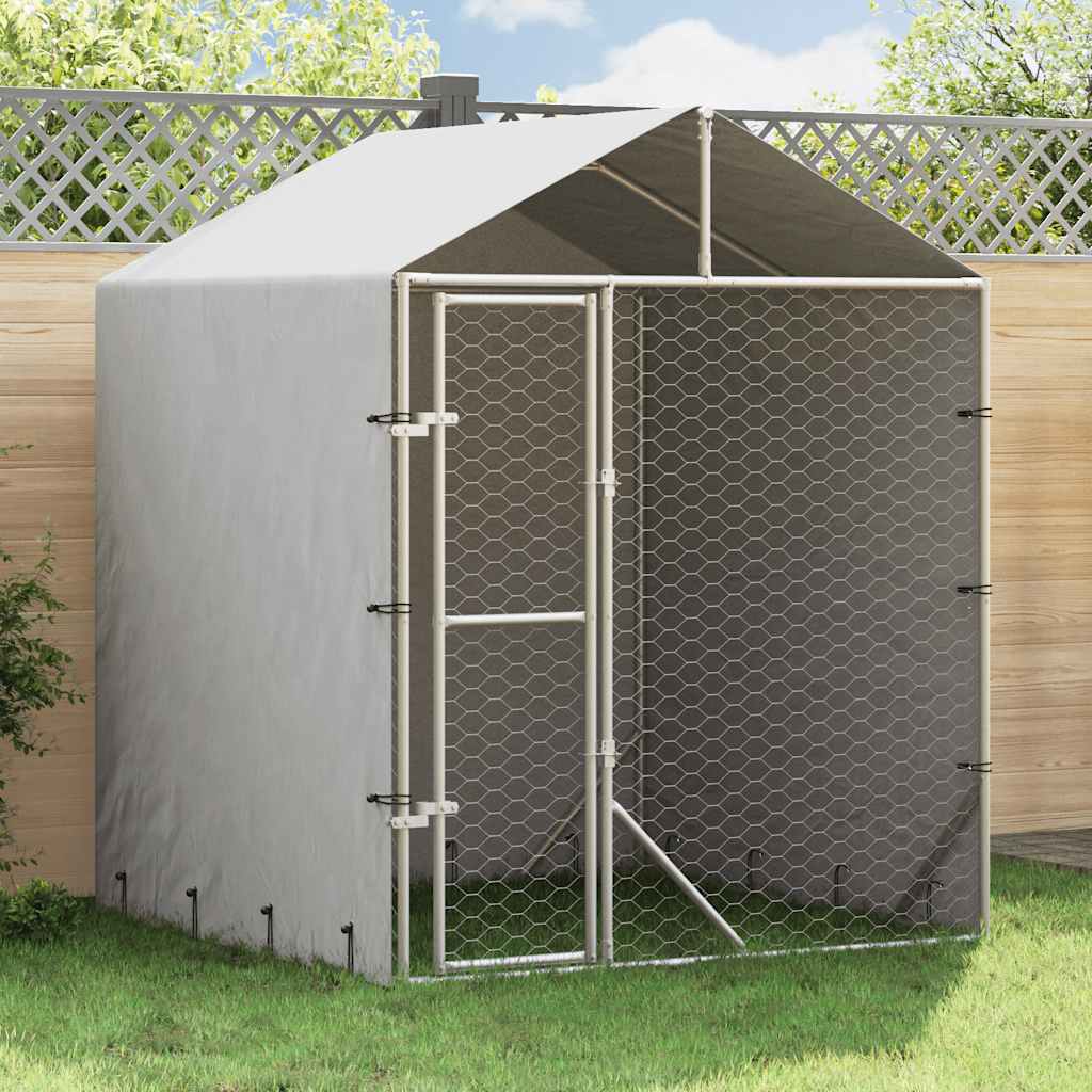 Katusega koeraaedik, hõbedane, 2x2x2,5 m, tsingitud teras