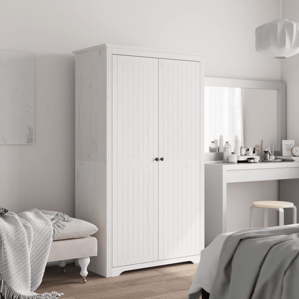 Riidekapp BODO, valge, 99x53,5x173 cm, männipuit
