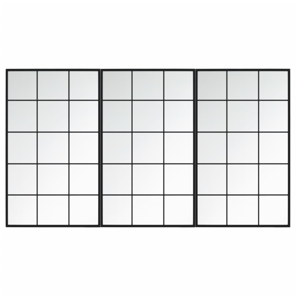 Seinapeeglid 3 tk, must, 100 x 60 cm, metall