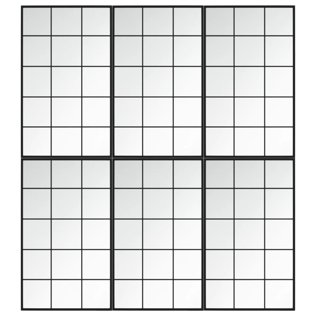 Seinapeeglid 6 tk, must, 100 x 60 cm, metall